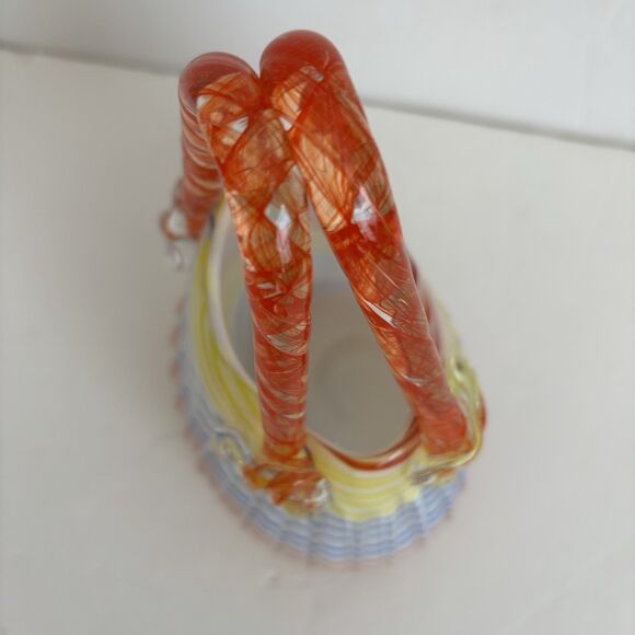 Natalie Handbag Block Crystal Purse Vase Hand Cut Mouth Blown Striped Glass 8" - Picture 9 of 9